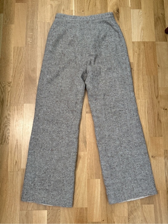 Evan Picone Pants - Evan Picone Gray Herringbone Wide-Leg Pants